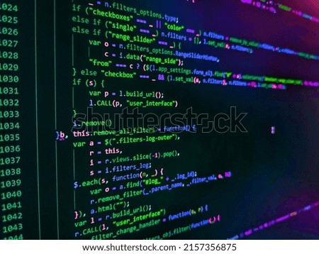 Programming Coding with editor colorful themes. Python programming developer code. Programming source code abstract screen of software developer. Real Html code developing screen