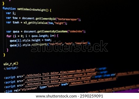 Programming coding screen, web developer coding screen
