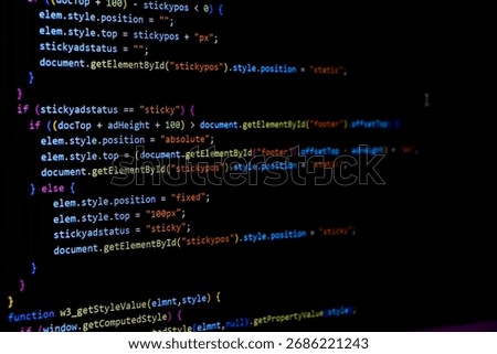 Programming coding screen, web developer coding screen.Software source code. Programming code. Programming code on computer screen. Developer working on program codes in office. Technology background