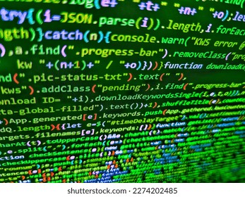 Programming preventing hacks in Internet security. Art design website digital page. Computer code on laptop (web developing). Fabric tweed texture, background. Writing programming functions on laptop