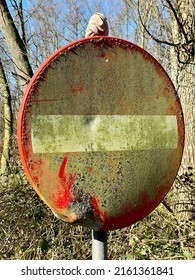 Prohibited access sign. Old and weathered. - Shutterstock ID 2161361841