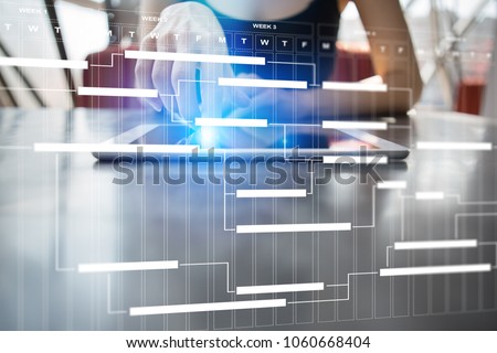 Project management chart on virtual screen. Schedule. Timeline.