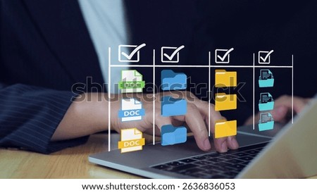 Project management and performance tracking systems. Businessman using laptop computer to manage and prioritize tasks.Task management and prioritization systems.