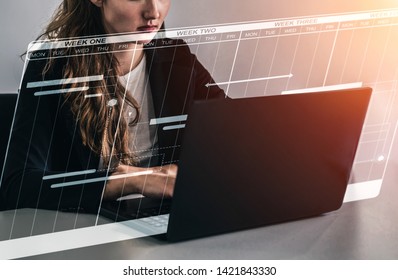 Project management schedule for business planning. Modern graphic interface showing timeline of each task deadline breakdown in plan to monitor by project manager who manage the overall schedule. - Shutterstock ID 1421843330