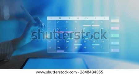 Project Management and Schedule Planning Displayed on a Digital Calendar Interface.