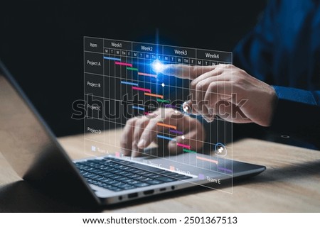 Project manager, Schedule planning management concept, Businessman mark on the digital schedule online, Meeting and present, Organize schedules and important dates. Work time management in company