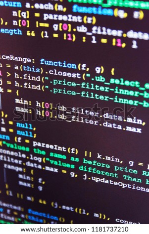 Project managers work new idea. Programmer developer screen. Com