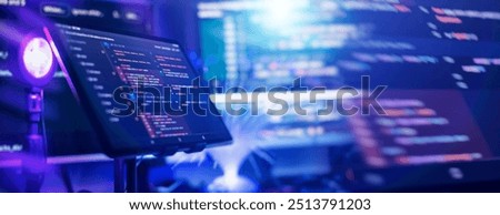 Project managers work new idea. Mobile app developer. Innovative startup project. Website programming code