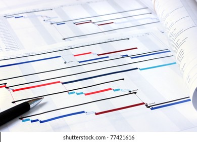 Project plan Gantt charts with shallow depth of field - Shutterstock ID 77421616