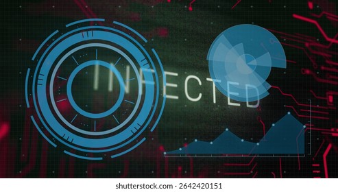 Projecting blue HUD element on dashboard, with DETECTED label, grid, charts, traces, copy space. Futuristic, analytics, technology, interface, digital, cyber, data visualization - Powered by Shutterstock - Get 15% off with code: PIKWIZARD15