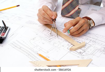 projection -initial preparatory stage in construction new building - Shutterstock ID 58616926