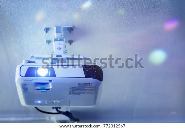 Projector Ceiling Conference Room Copy Space Stock Photo