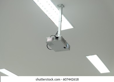 Projector Hang On Ceiling In The Meeting Room