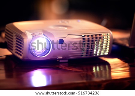 Projector on office table ready presentation