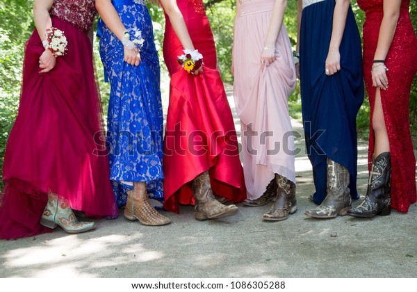 prom dresses with cowgirl boots