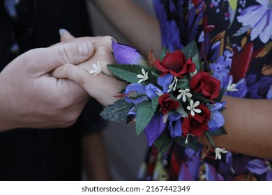 Prom Purple And Red Wrist Corsage