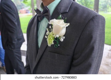 Prom Or Wedding Suit With Boutonniere Corsage