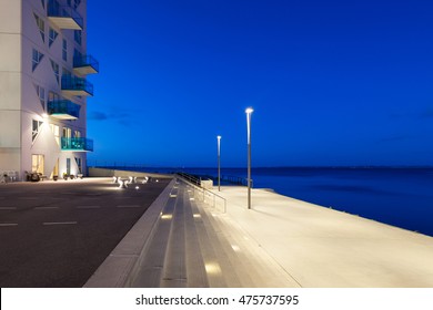 Promenade At Aarhus In Denmark, Night Scene