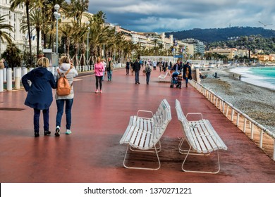 Promenade Des Anglais In Winter In Nice, France