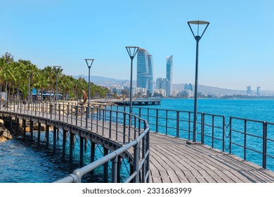 The promenade in Limassol Cyprus . Walking at harbor of Mediterranean Sea in a beautiful summer day - Powered by Shutterstock