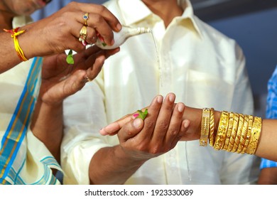 The Promise in south indian Wedding  Bride to take care of her for the entire life.Traditional Kerala Hindu wedding.