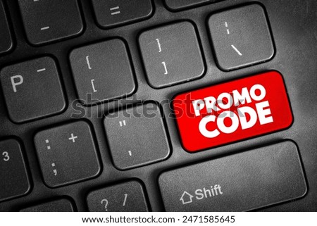 Promo Code text button on keyboard, concept background