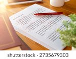 proofreading paper with errors and red correction words for proofreading service concept