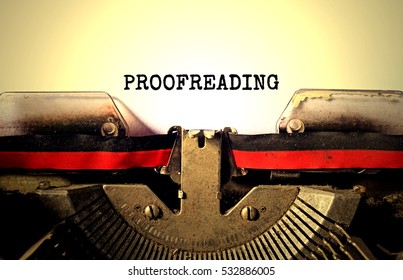 proofreading typed words on a vintage typewriter