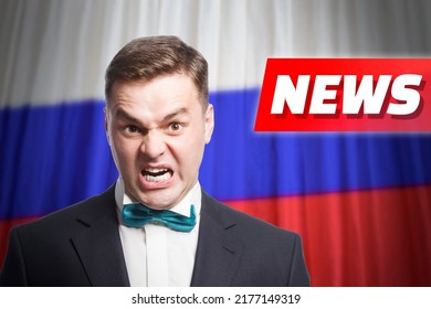 Propaganda, Fake News And Zombification In Russia. Russian TV Propagandist And Charlatan: Political Polarization, Post-truth Politics. Disinformation, Sensationalism And Clickbait Headlines.