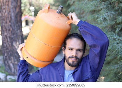 Propane Tank Delivery Man With Attractive Look