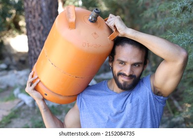 Propane Tank Delivery Man With Attractive Look