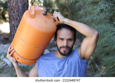 Propane Tank Delivery Man With Attractive Look