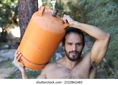 Propane Tank Delivery Man With Attractive Look