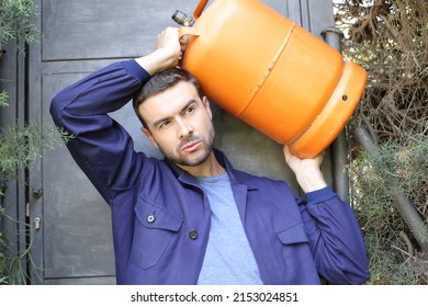 Propane Tank Delivery Man With Attractive Look 