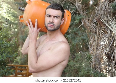 Propane Tank Delivery Man With Attractive Look 