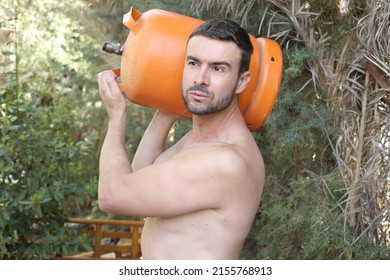 Propane Tank Delivery Man With Attractive Look