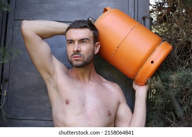 Propane Tank Delivery Man With Attractive Look