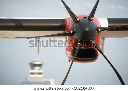 Propeller airplane at the airport, Prague, Czech Republic