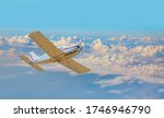 Propeller driven airplane in the sky