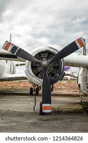 Propeller Engine Of Aircraft (airplane) Have Three Blade.Radial Piston Engine Air Cool.Reciprocating  Engine.  