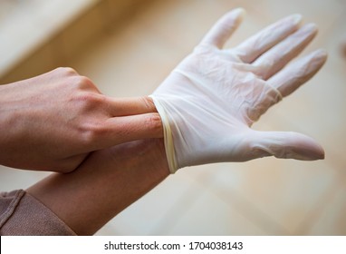 Proper way of removing medical gloves. Glove process Protect the contamination, Step for removing the correct gloves. Bio-safety of laboratory.