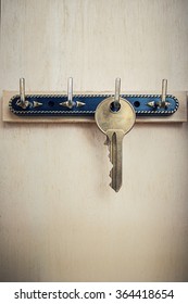 Property insurance and security concept.Wooden Key Holder House with  isolated white background
