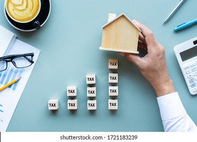 Property Tax.investment Planning.business Real Estate.economy Crisis.expenses Of Worker.rent Or Buy House.top View
