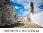 Prophet Elias Monastery in Hydra island of Greece