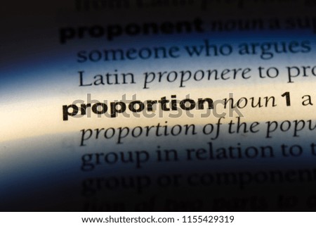 proportion word in a dictionary. proportion concept.