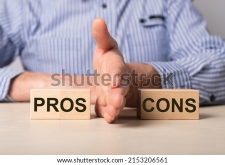 Pros and cons comparison concept. Business pluses vs against minuses comparing. High quality photo