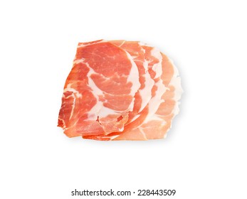 Prosciutto Isolated On A White Background