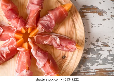 Prosciutto And Melon Seen From Above