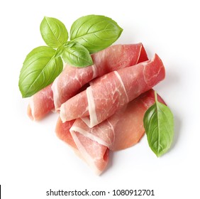 prosciutto slice isolated on a white background