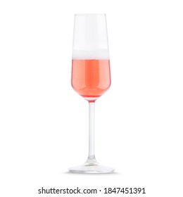 Prosecco Rose Sparkling Dry Wine In Special Glass Isolated On White